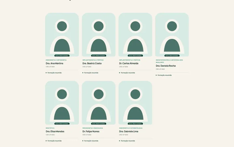 Clínica Horizonte: Equipe com CRO