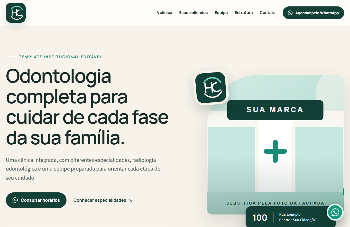 Página inicial do projeto Clínica Horizonte