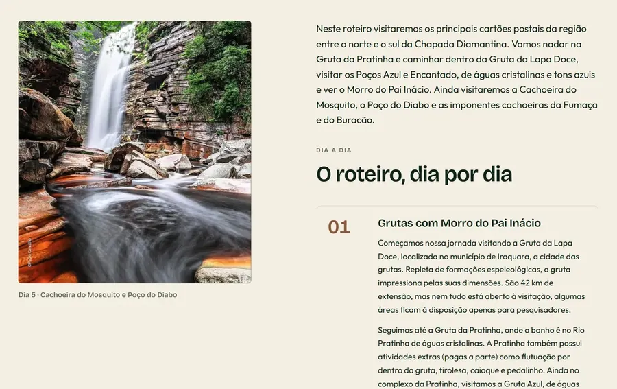Discover Chapada: Cada dia com horário e quilômetro