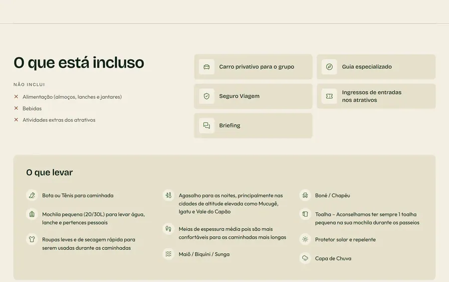 Discover Chapada: O que não inclui, logo no título